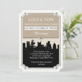 Art Déco "Liebe in der Stadt" Einladung zur Hochze (Stehend Vorderseite)