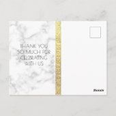 Art Deco Liebe und Dank Hochzeit Marmor Gold Foil Postkarte (Rückseite)