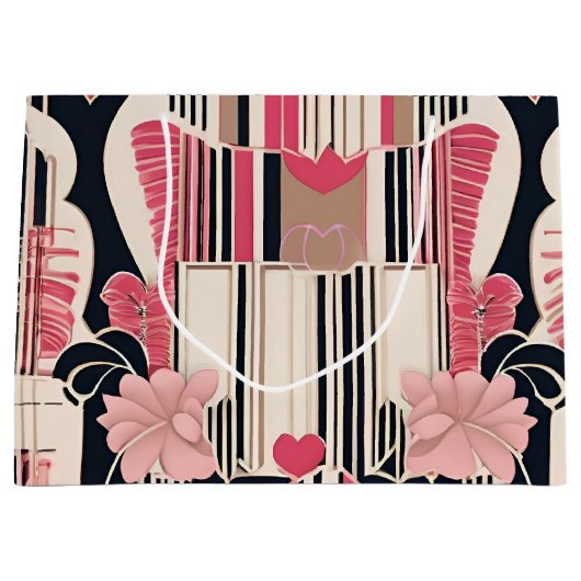 Art Deco Liebe Wrapping Paper Große Geschenktüte (Vorderseite)