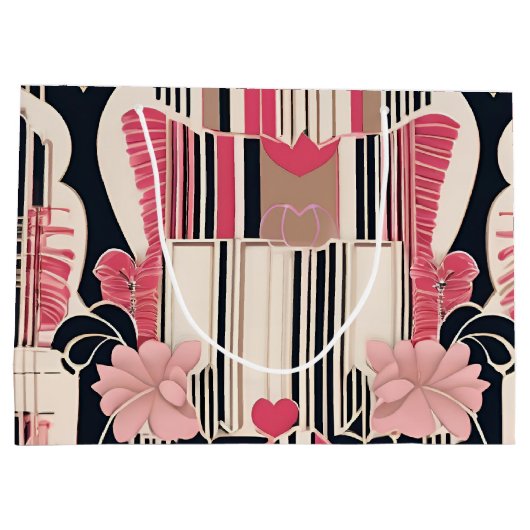 Art Deco Liebe Wrapping Paper Große Geschenktüte (Rückseite)
