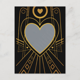 Art Deco Liebesherz-Rahmen Postkarte