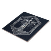 Art Deco Lighthouse Nautical Silver Design Fliese (Seite)