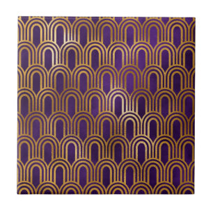 Art Deco Lila Gold Glitter Bogen Muster Fliese