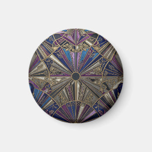 Art Deco Lila Gold Sonnenstrahl Magnet