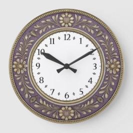 Art Deco Lila Große Wanduhr