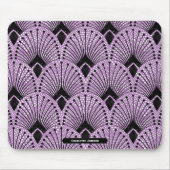 Art Deco Lila, klassisches Retro Pfauenmuster Mousepad (Vorne)