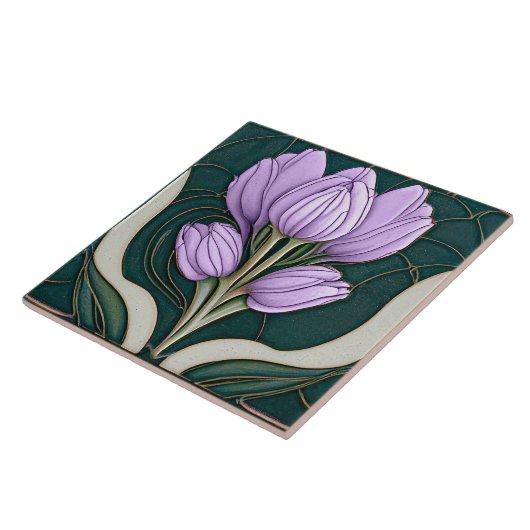 Art Deco Lila Tulips Mendrisiotto Fliese (Seite)