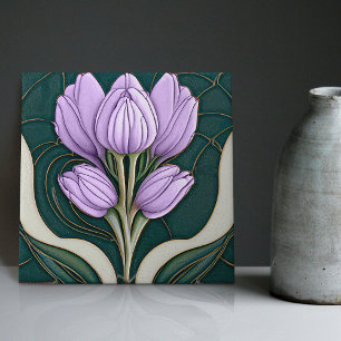 Art Deco Lila Tulips Mendrisiotto Fliese