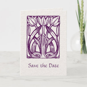 Art Deco Lila Tulips Save the Date Karte