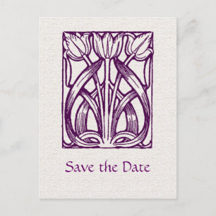 Art Deco Lila Tulpen Save-the-Date-Postkarte Ankündigungspostkarte