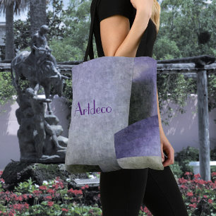 Art Deco Lila und grüne Abstrakte Muster Tasche
