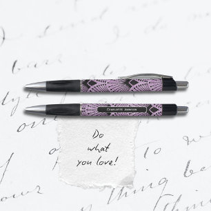 Art Deco Lila Vintages Pfauenmuster Pen Kugelschreiber