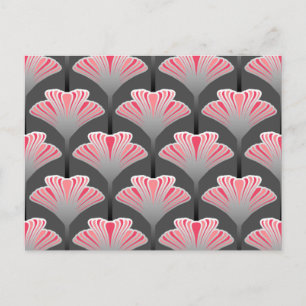 Art Deco Lilie, Grau und Korallenrosa Postkarte