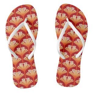 Art Deco Lilie, Tangerine Orange und Gold Badesandalen