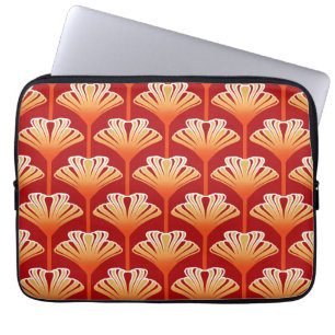 Art Deco Lilie, Tangerine Orange und Gold Laptopschutzhülle