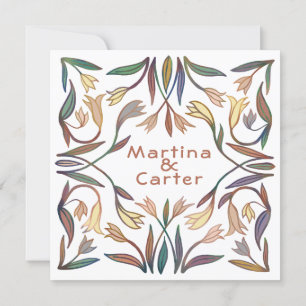 Art Deco Lilien Handgefertigte Florale Boho Hochze Einladung