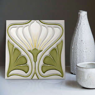 Art Deco-Lilien-Wanddekoration Art Nouveau-Keramik Fliese