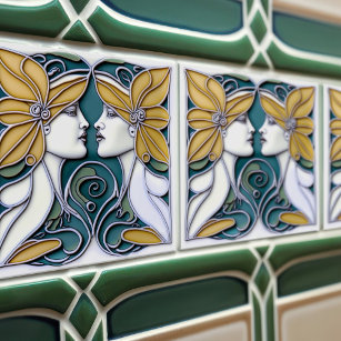 Art Deco Lilies Wall Decor Art Nouveau Fliese