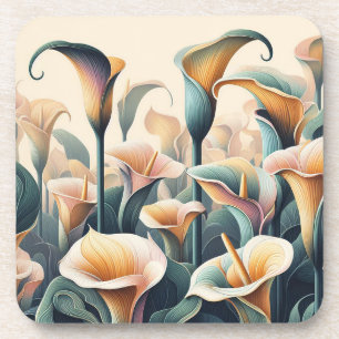 Art Deco Lillies Hartplastik-Untersetzer-Set Getränkeuntersetzer