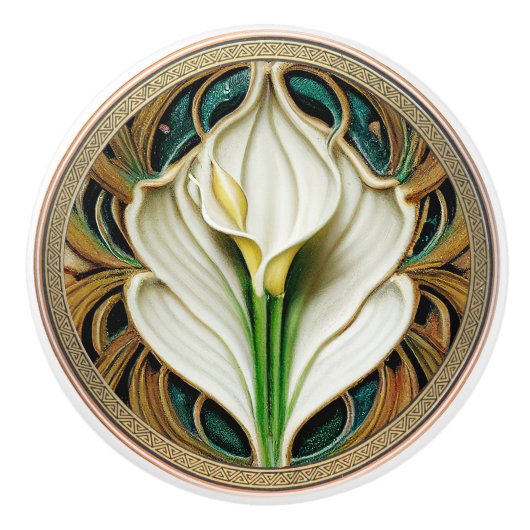 Art Deco Lilly Art Nouveau Keramikknauf (Vorderseite)