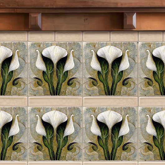 Art Deco Lilly Wall Deco Art Nouveau Keramik Tile Fliese