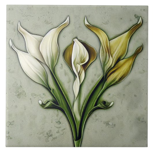 Art Deco Lilly Wall Deco Art Nouveau Keramik Tile Fliese (Vorderseite)