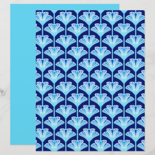 Art Deco Lily, Cobalt Blue, Aqua und White
