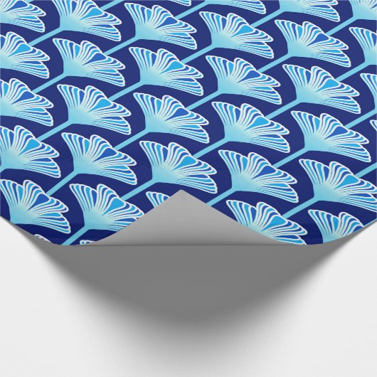 Art Deco Lily, Cobalt Blue, Aqua und White Geschenkpapier (Ecke)