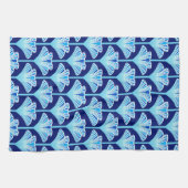 Art Deco Lily, Cobalt Blue, Aqua und White Handtuch (Horizontal)
