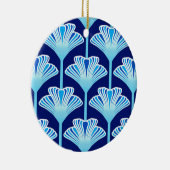 Art Deco Lily, Cobalt Blue, Aqua und White Keramik Ornament (Rechts)