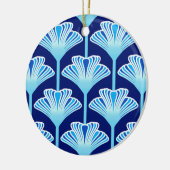 Art Deco Lily, Cobalt Blue, Aqua und White Keramik Ornament (Links)