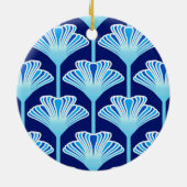 Art Deco Lily, Cobalt Blue, Aqua und White Keramik Ornament (Hinten)