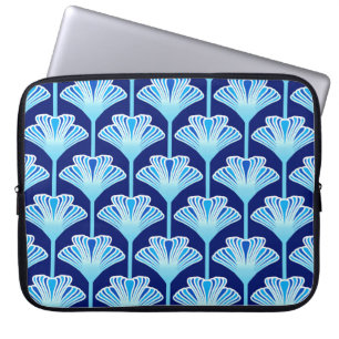 Art Deco Lily, Cobalt Blue, Aqua und White Laptopschutzhülle