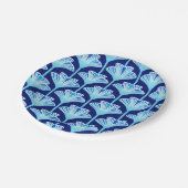 Art Deco Lily, Cobalt Blue, Aqua und White Pappteller (Schrägansicht)