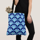 Art Deco Lily, Cobalt Blue, Aqua und White Tasche (Von Nahem)