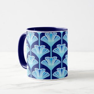 Art Deco Lily, Cobalt Blue, Aqua und White Tasse