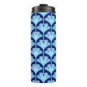 Art Deco Lily, Cobalt Blue, Aqua und White Thermosbecher (Vorderseite)