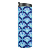 Art Deco Lily, Cobalt Blue, Aqua und White Thermosbecher (Nach rechts gedreht)
