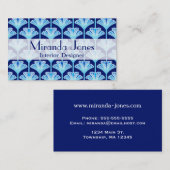Art Deco Lily, Cobalt Blue, Aqua und White Visitenkarte (Vorne/Hinten)