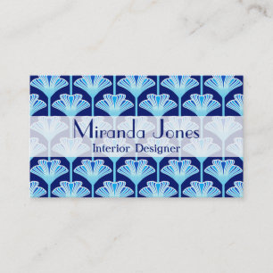 Art Deco Lily, Cobalt Blue, Aqua und White Visitenkarte