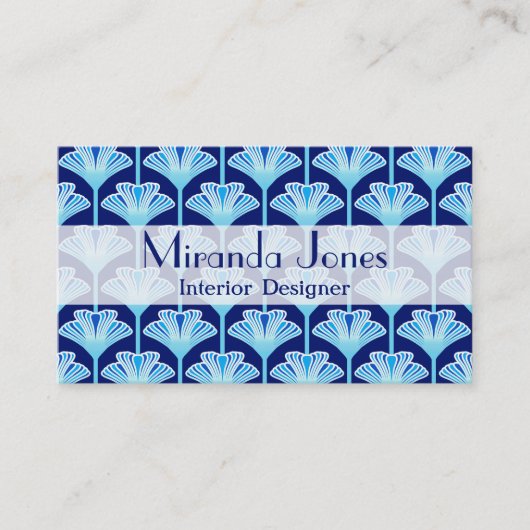 Art Deco Lily, Cobalt Blue, Aqua und White Visitenkarte (Vorderseite)