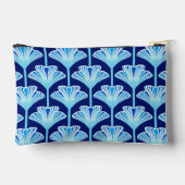 Art Deco Lily, Cobalt Blue, Aqua und White Zubehörtasche (Rückseite)