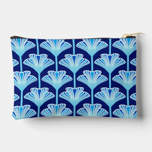 Art Deco Lily, Cobalt Blue, Aqua und White Zubehörtasche (Rückseite)