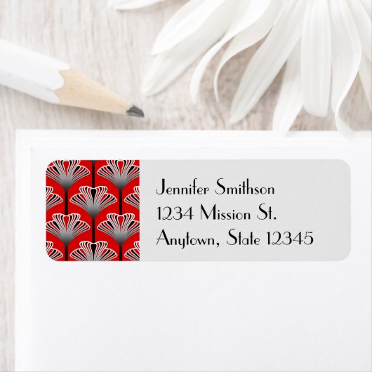 Art Deco Lily, Deep Red and Gray / Grau (Insitu)