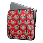 Art Deco Lily, Deep Red and Gray / Grau Laptopschutzhülle (Vorderseite Links)