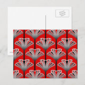 Art Deco Lily, Deep Red and Gray / Grau Postkarte (Vorne/Hinten)
