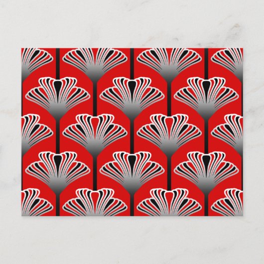 Art Deco Lily, Deep Red and Gray / Grau Postkarte (Vorderseite)