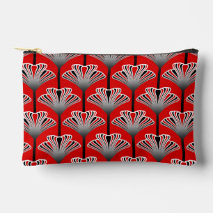Art Deco Lily, Deep Red and Gray / Grau Zubehörtasche