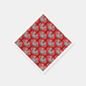Art Deco Lily, Deep Red und Silver Gray / Grau Serviette (Ecke)