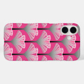 Art Deco Lily, Fuchsia Pink und Silver Grau Case-Mate iPhone Hülle (Rückseite (Horizontal))